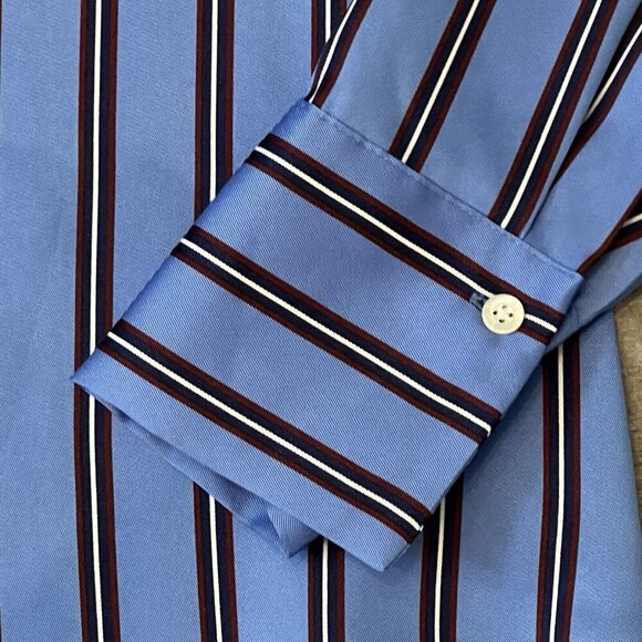 RAILS Women’s Dorian Primrose Stripe Satin Button Down Shirt Size Large Blue - Picture 3 of 8